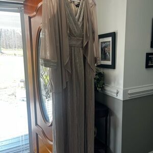 R&M Richards Silver and Cream Evening Dress